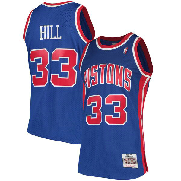 Camiseta Grant Hill Detroit 33 Detroit Pistons 1995-1996 Classics Swingman Azul Hombre
